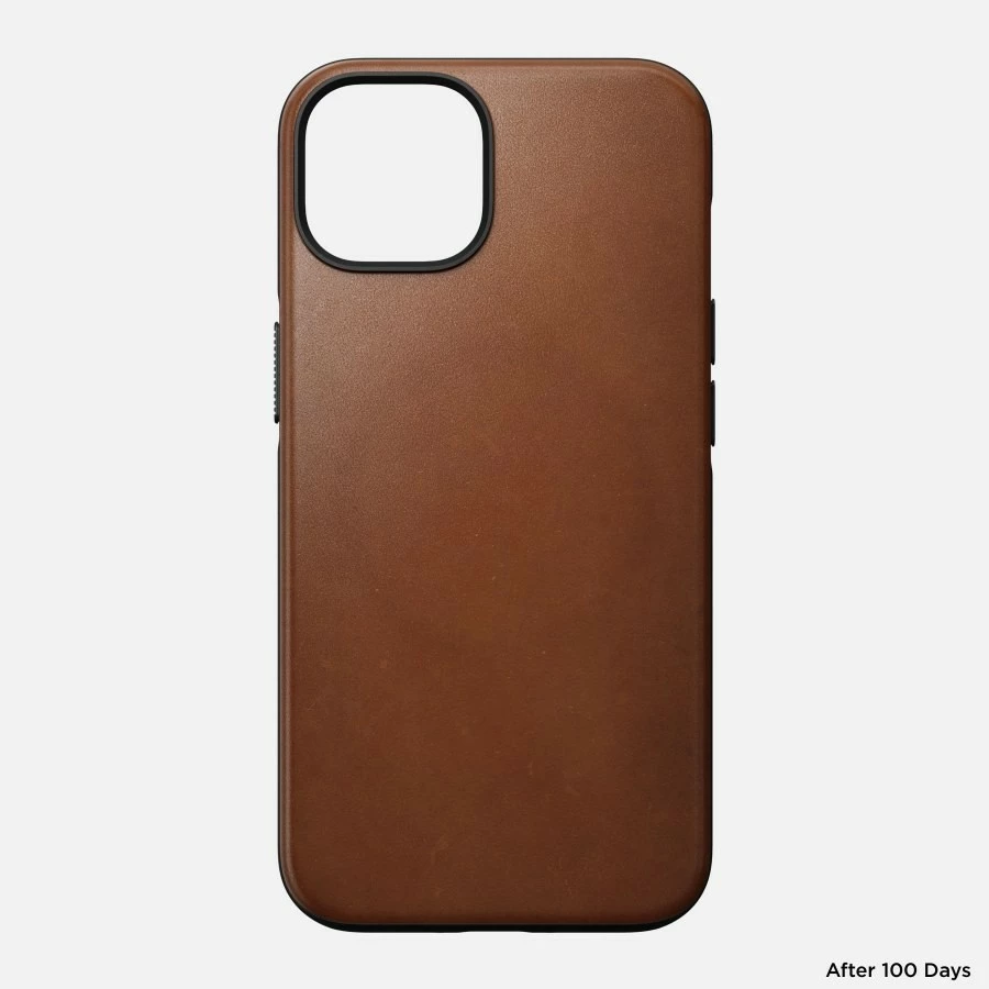 Mbështjellës Nomad Modern Leather Case për iPhone 14, English Tan