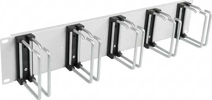 Panel menaxhimi kabllosh EFB Elektronik 19" 2U, 5x unaza të dyfishta 75 mm, RAL7035 gri