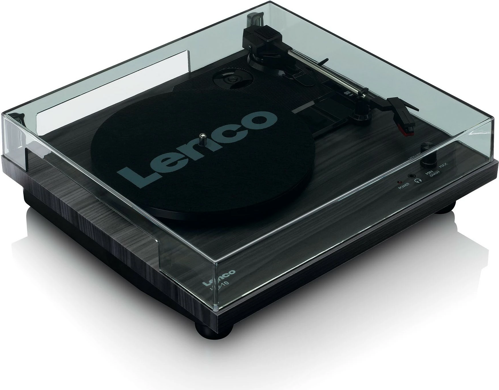 Pllakadisk Lenco LS-10BK me altoparlantë, 3.5mm, RCA, zi/druri