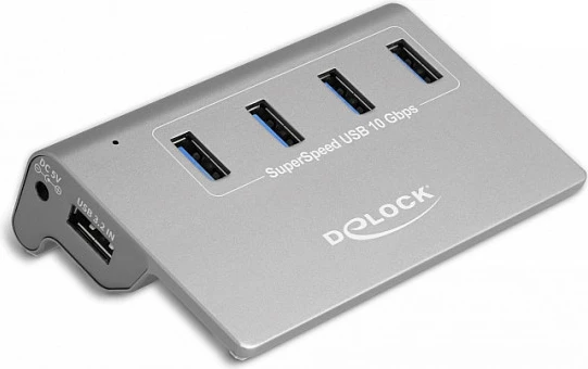 USB hub DeLOCK USB 3.2 Gen 2, 4x USB-A 10Gbps, metal, kabllo 0.8m, gri