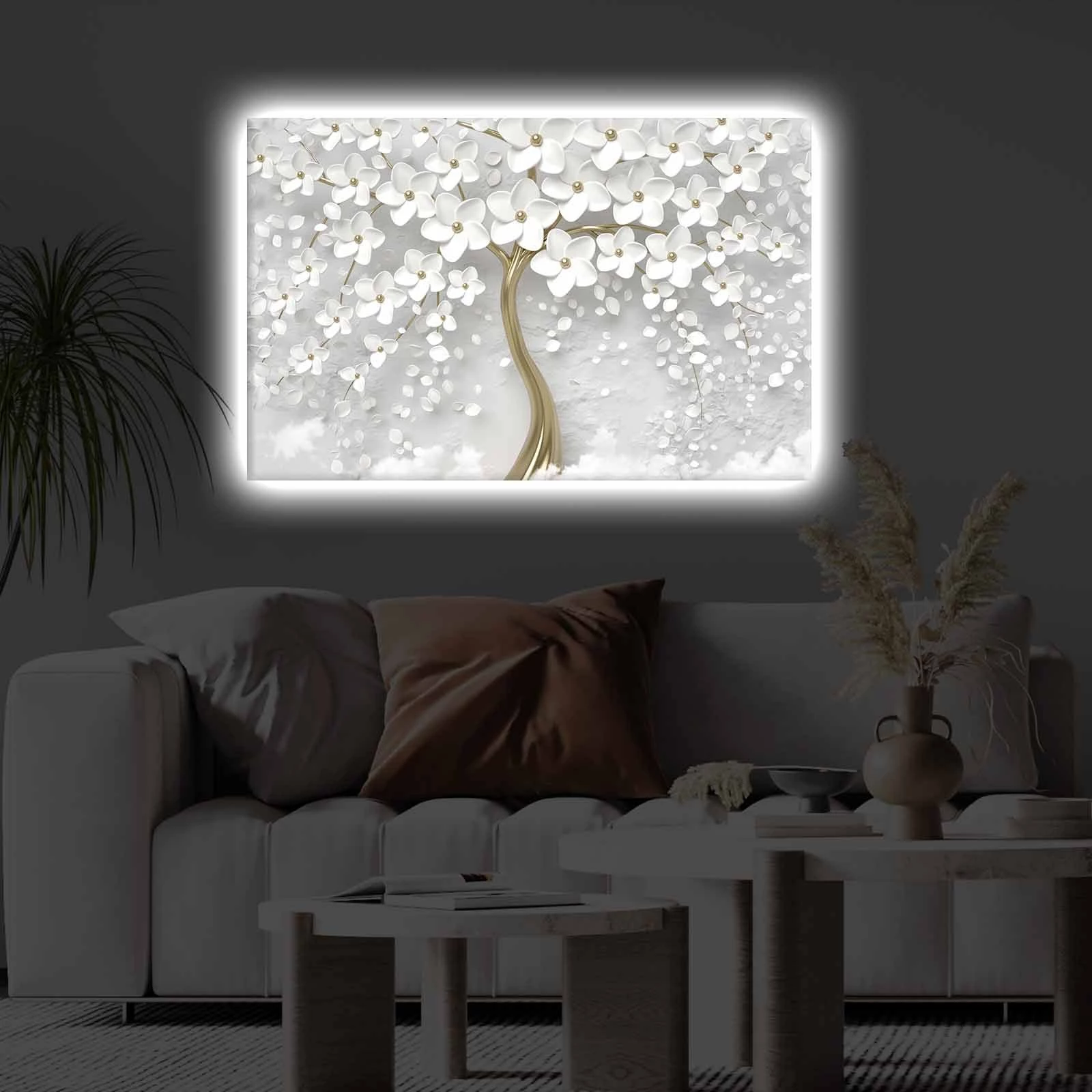Pikturë dekorative në kanavacë me drita LED, shumëngjyrëshe, 45x70cm, 4570KTLGDACT-003