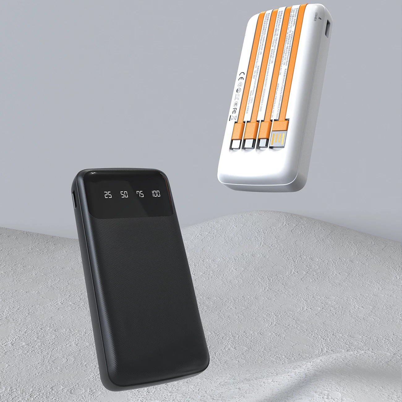 Powerbank Dudao K6Pro 10000mAh me kabllo të integruara, Bardhë