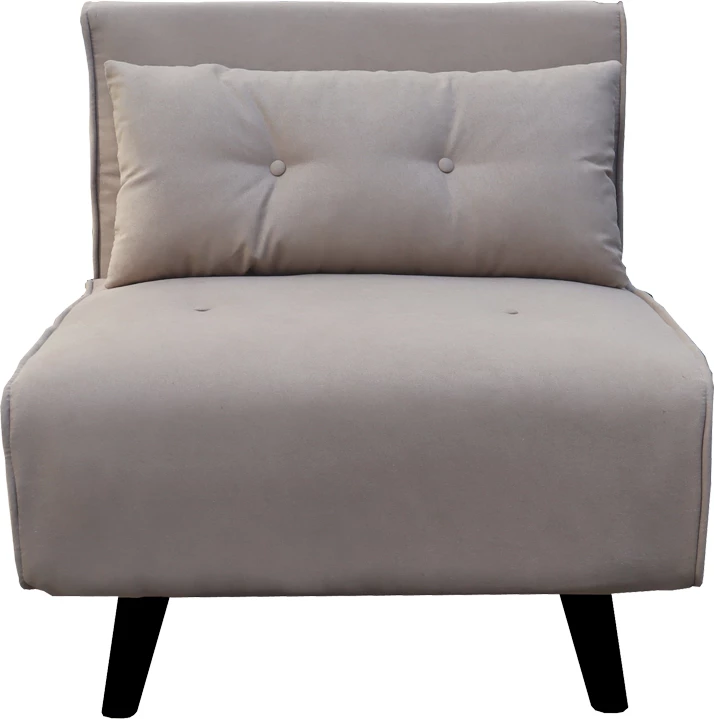 Fotel-krevat Josuane, kadife gri-bezhë, këmbë druri të zeza, 78x80x81cm