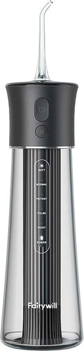 Irrigator dhëmbësh FairyWill F30, portativ, 260 ml, 5 mënyra pune, i zi, me 6 koka