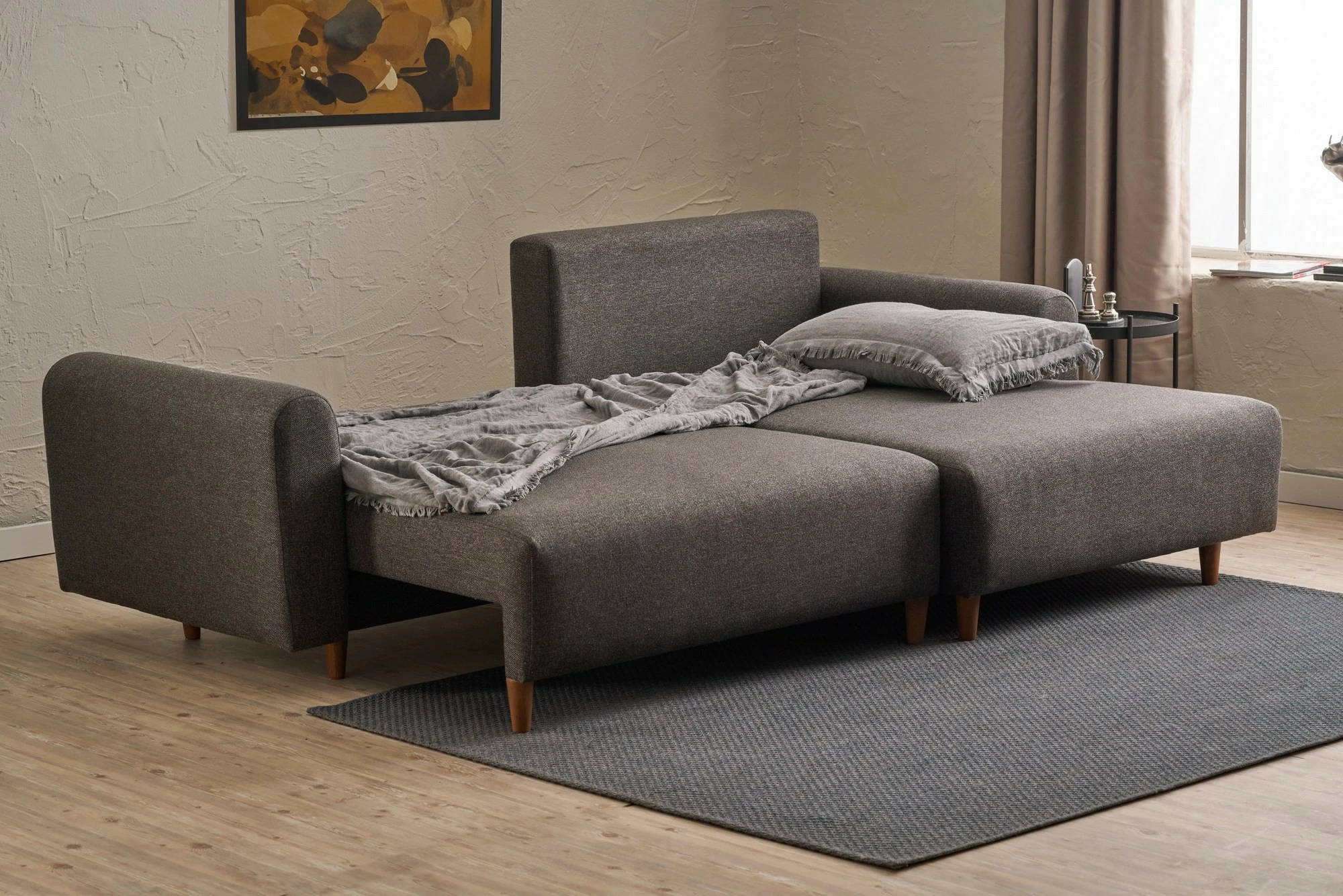 Kënd-sofë krevati Atelier del Sofa, mane djathtas, ngjyrë antracit
