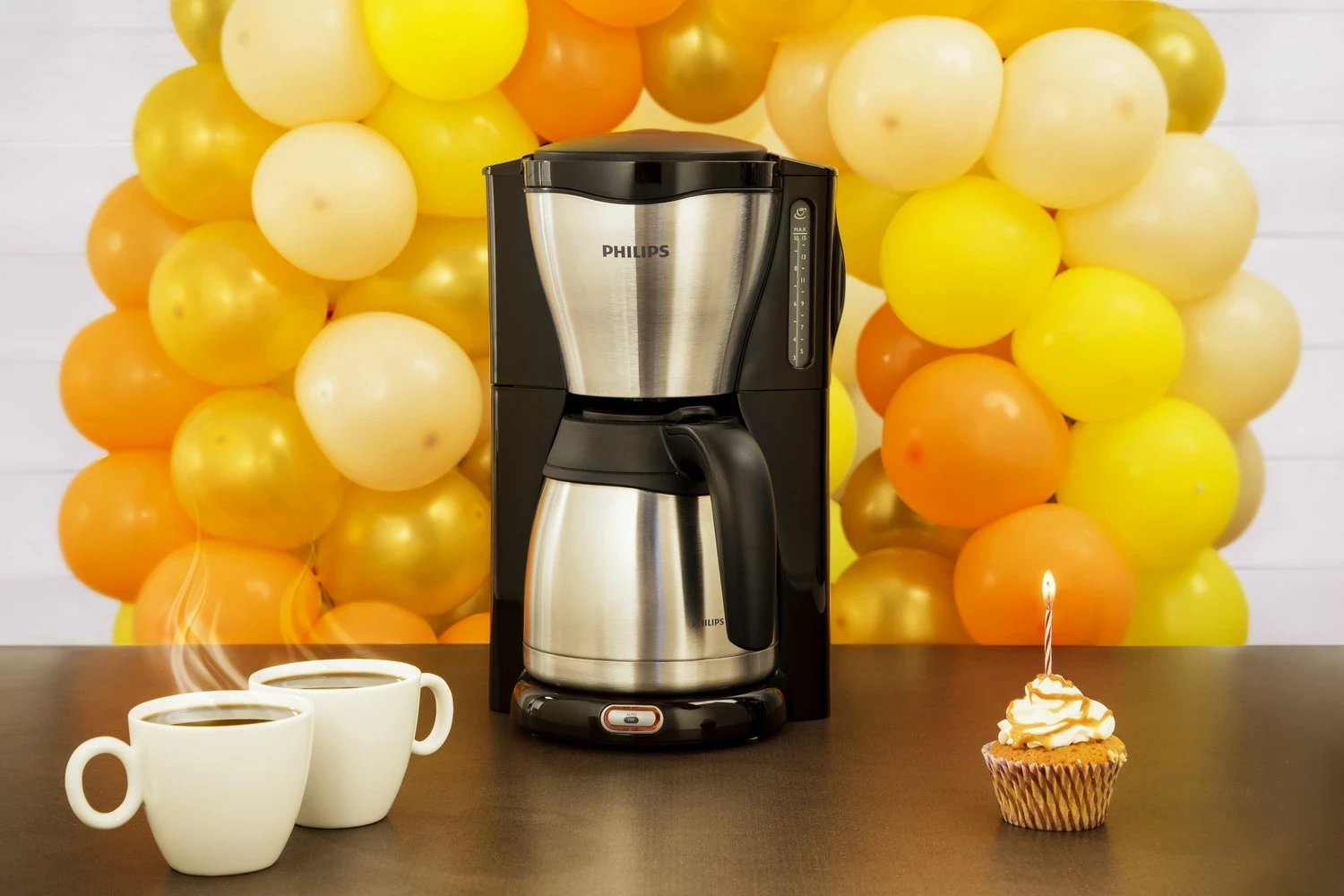 Aparat kafeje me filtër Philips Café Gaia HD7546/20, 1000 W, ibrik termo, zi/argjendtë