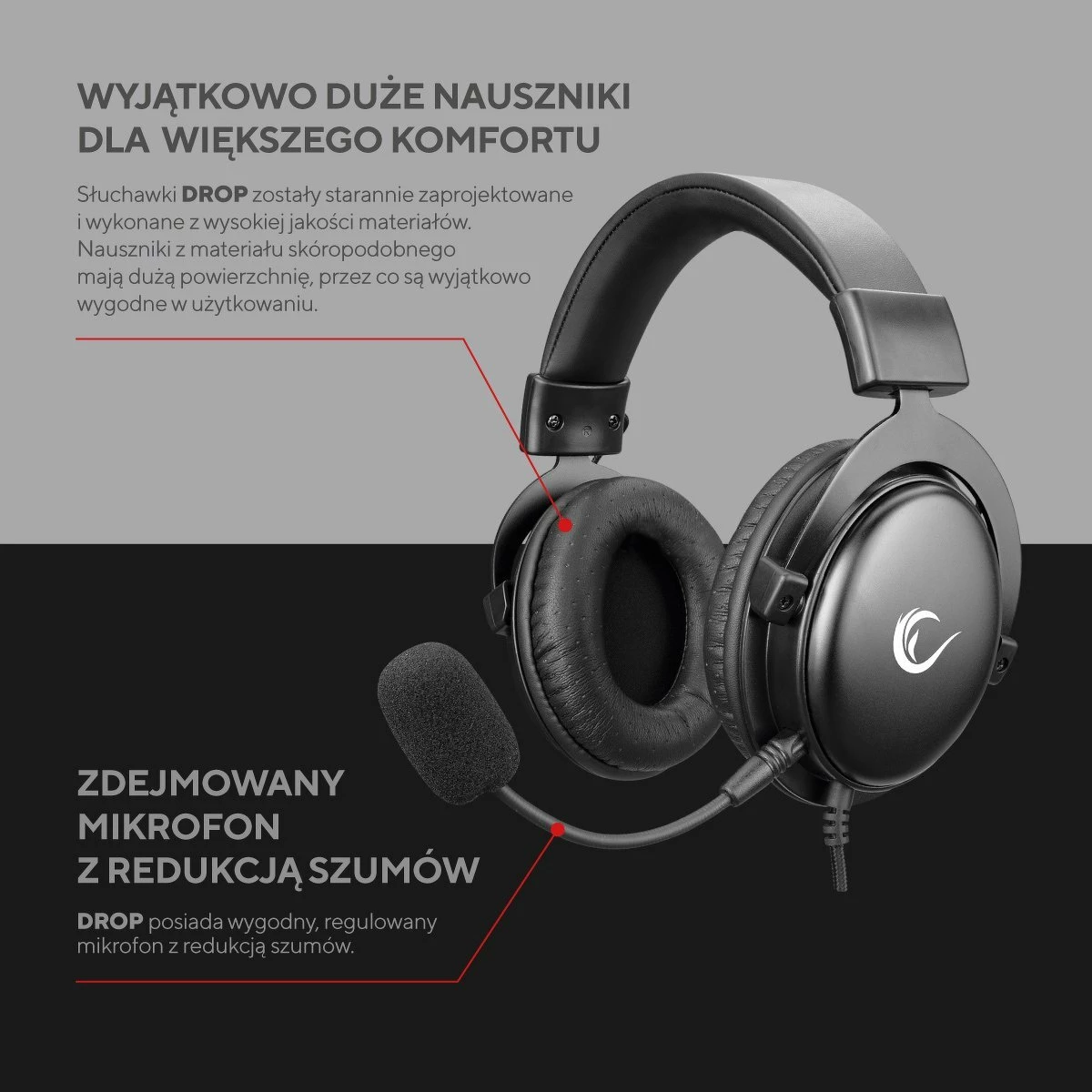 Kufje gaming Rampage R36 Drop 7.1, me kabllo, mikrofon, 50 mm, të zeza
