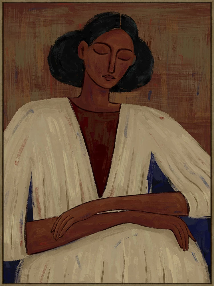 Pikturë dekorative Pensiero me kornizë, kanavacë, ngjyrë kafe, shumëngjyrëshe, dru natyral, 120x90x4cm