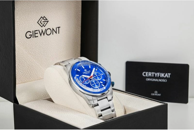 Orë dore meshkuj Giewont GW9140-B3, argjendtë/blu