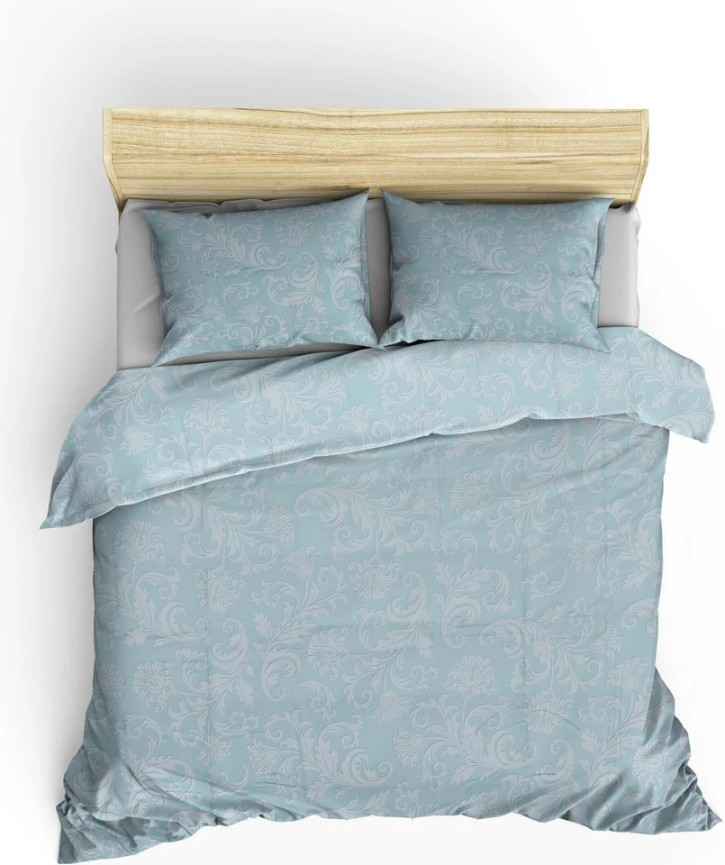 Set mbulesë për jorgan King, saten, ngjyrë mint dhe e bardhë, L'essentiel, Verano