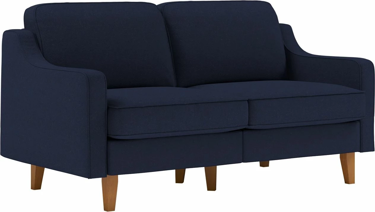Divan dy-vendësh Atelier del Sofa, Robin 2, ngjyrë blu nate, këmbë dru arre