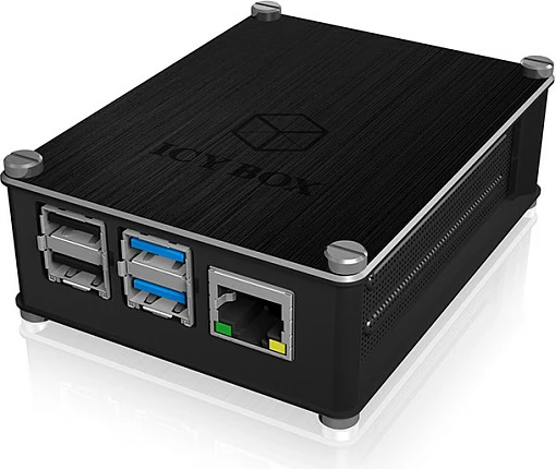 Kasë ICY BOX IB-RP110 për Raspberry Pi 4 Model B, alumin/plastik, e zezë