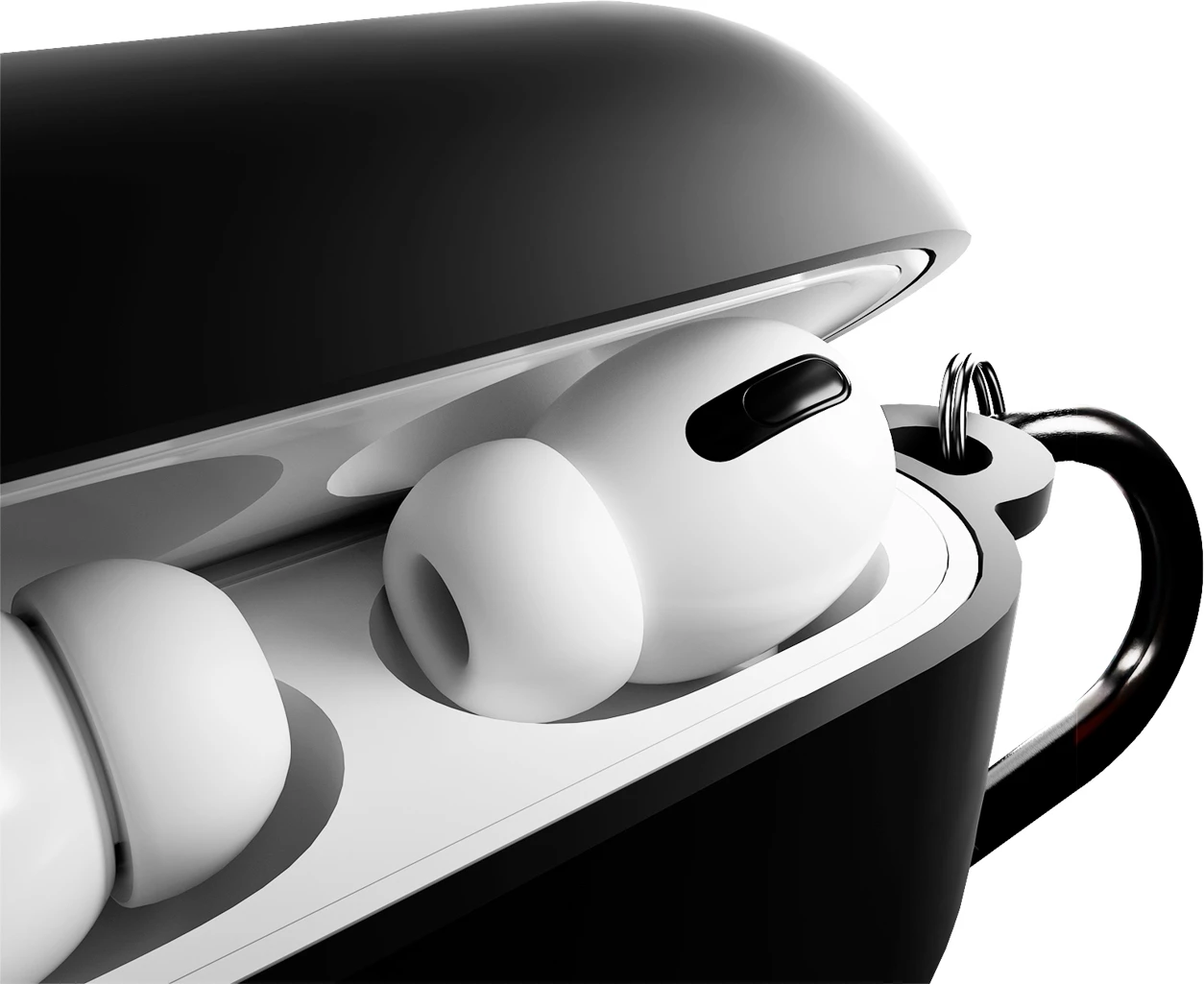 Mbështjellës silikoni Puro Icon për AirPods Pro 3, me karabinë, i zi, në kuti