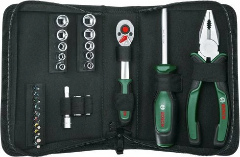 Set veglash dore Bosch 1600A02BY2, 26 copë, me çantë e zezë