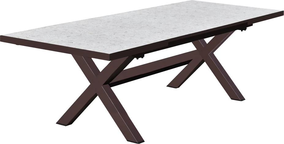 Tavolinë e zgjatshme Sorpresa, terrazzo, ngjyrë kafe e errët, 202x101x77cm