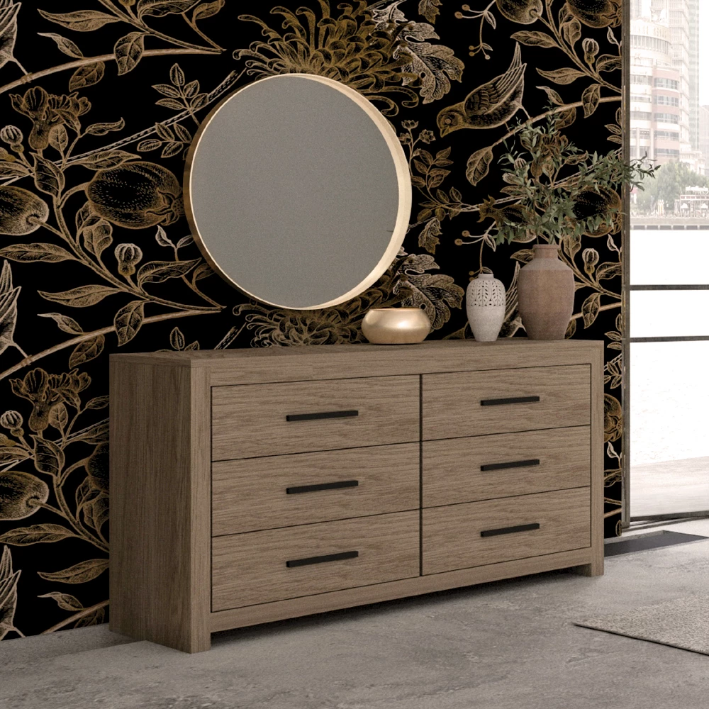 Komodë DODO, ngjyrë lisi e errët, 132x45x75