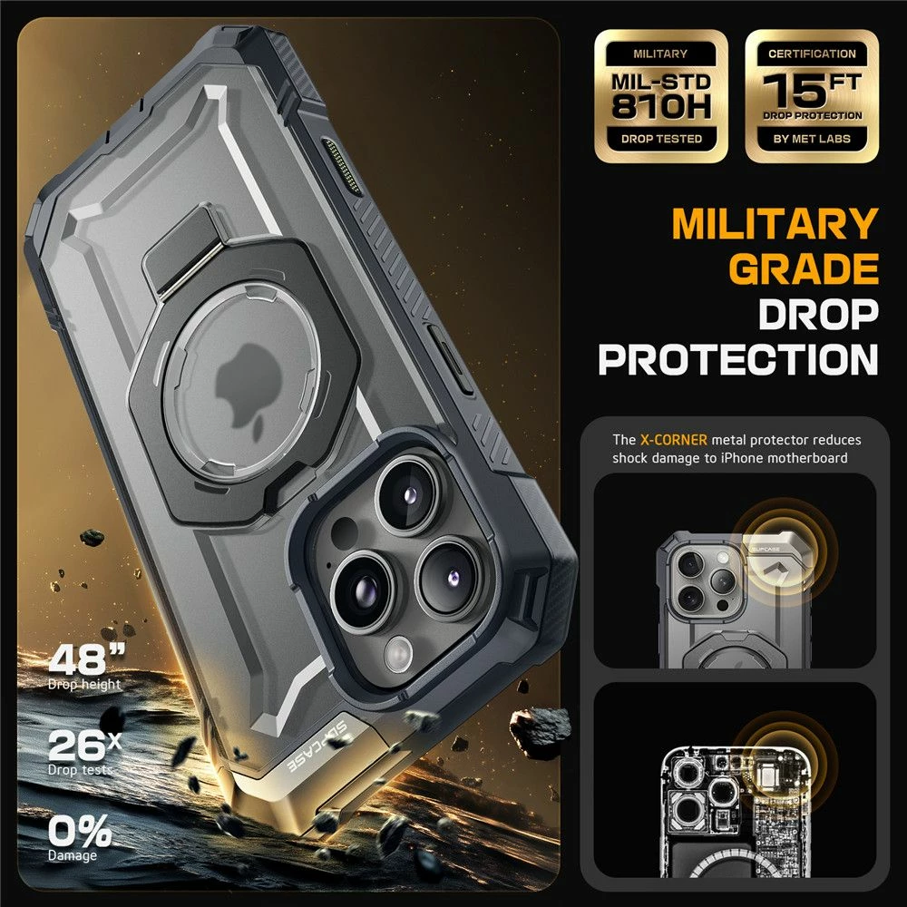 Mbështjellës Supcase UB Grip Mag për iPhone 16 Pro Max, MagSafe, Gri