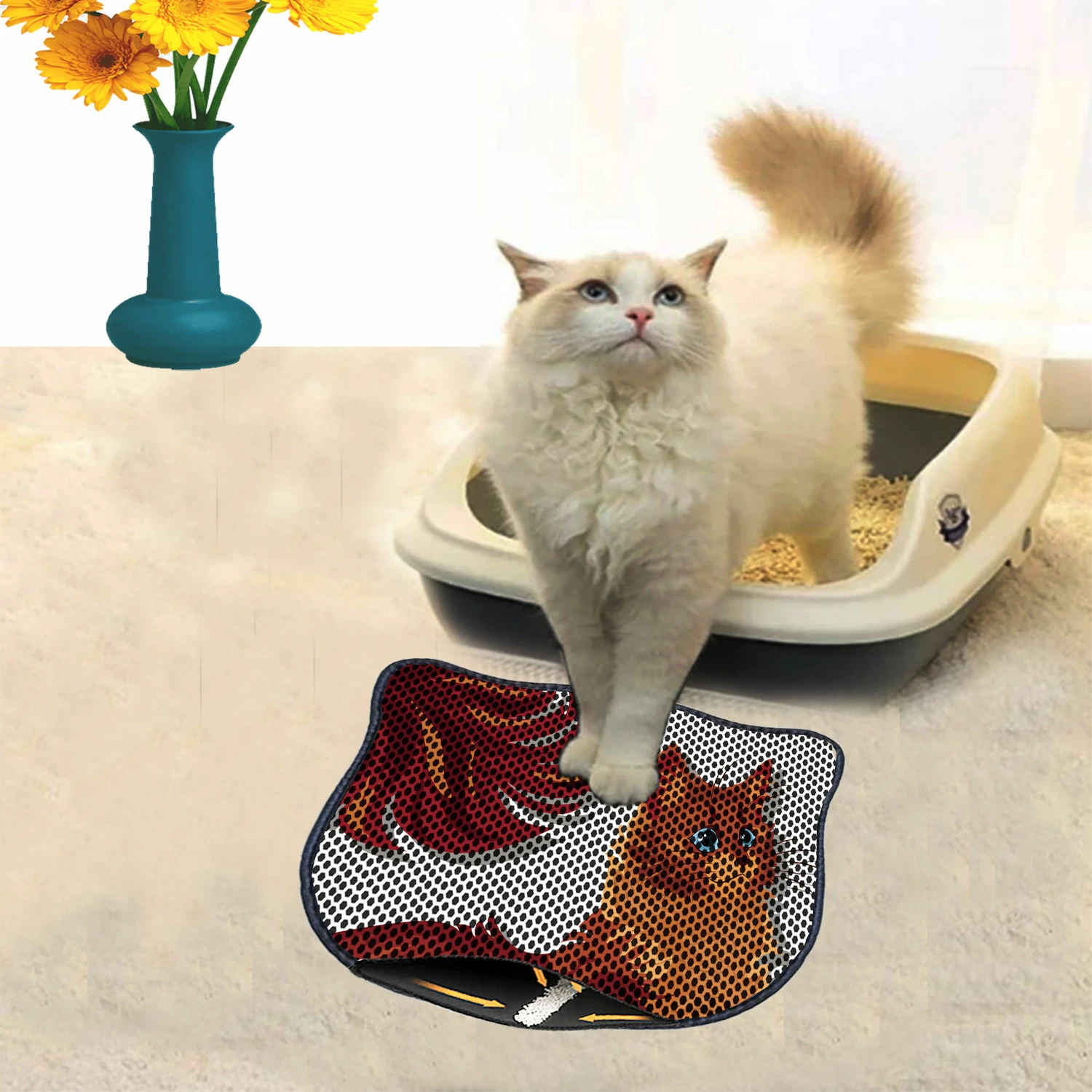 Tapet për rërë mace, shumëngjyrësh, Paws & Whiskers, Kdkafa0093
