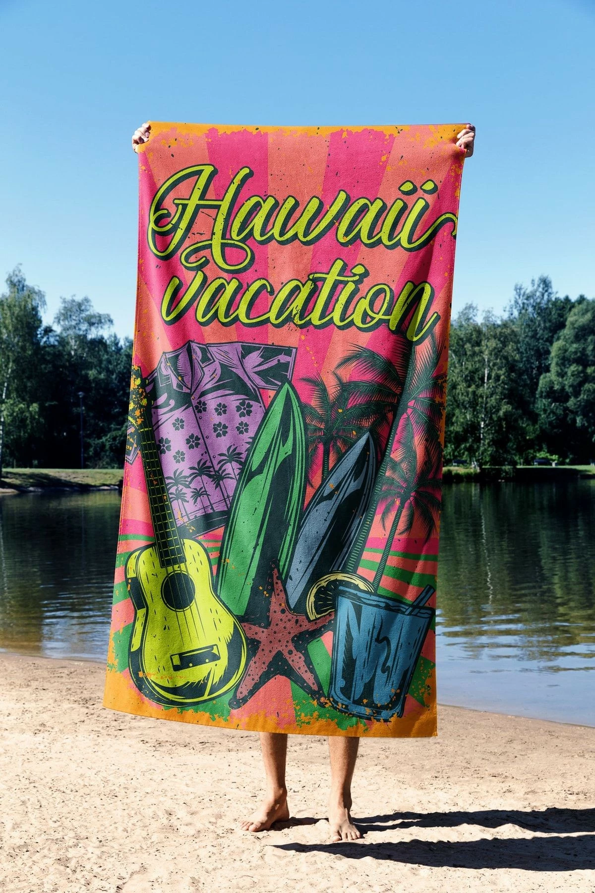 Peshqir plazhi Mijolnir, pushime në Hawaii, 90x150cm