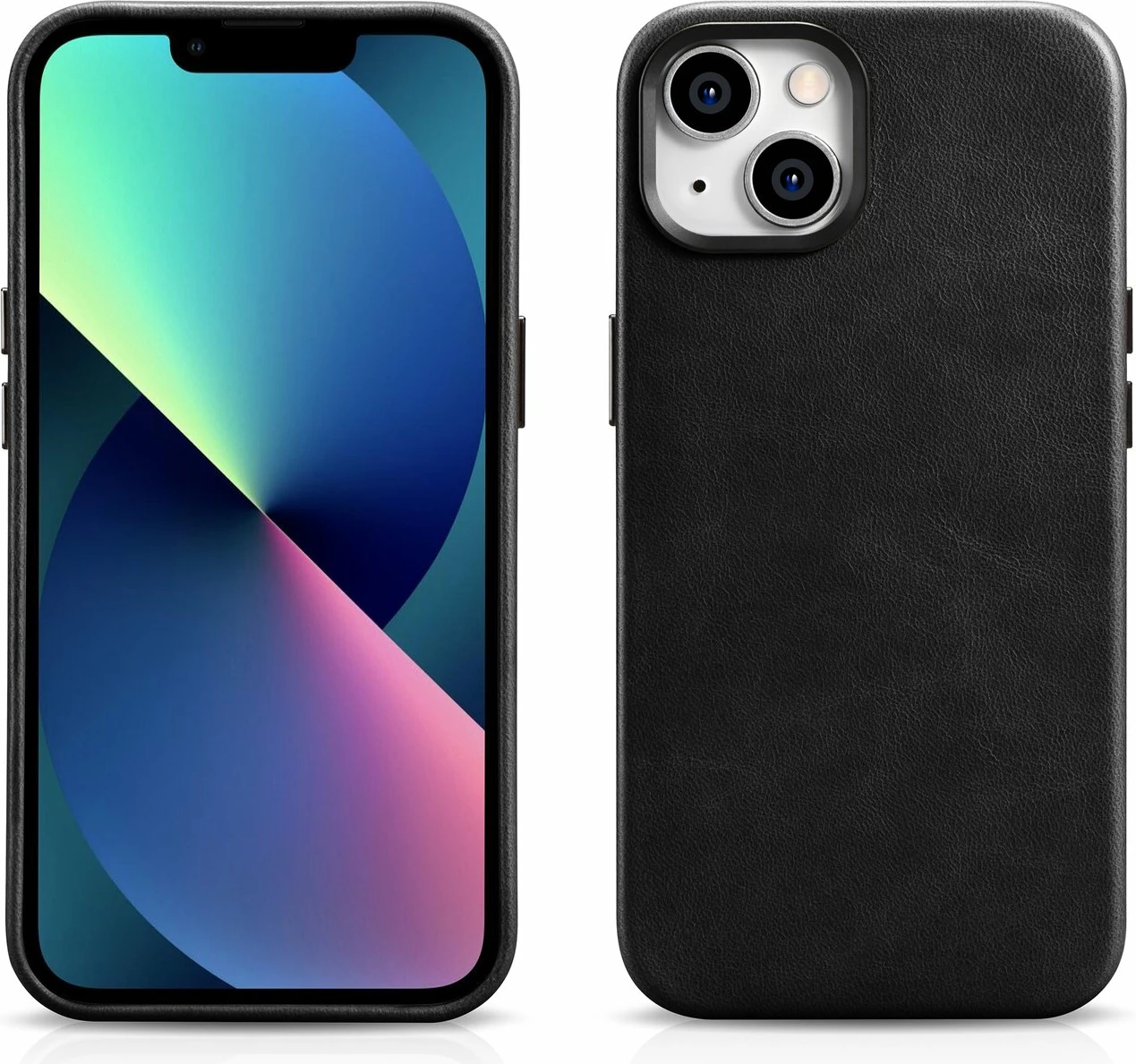 Mbështjellës lëkure iCarer Oil Wax Premium për iPhone 14, me MagSafe, i zi