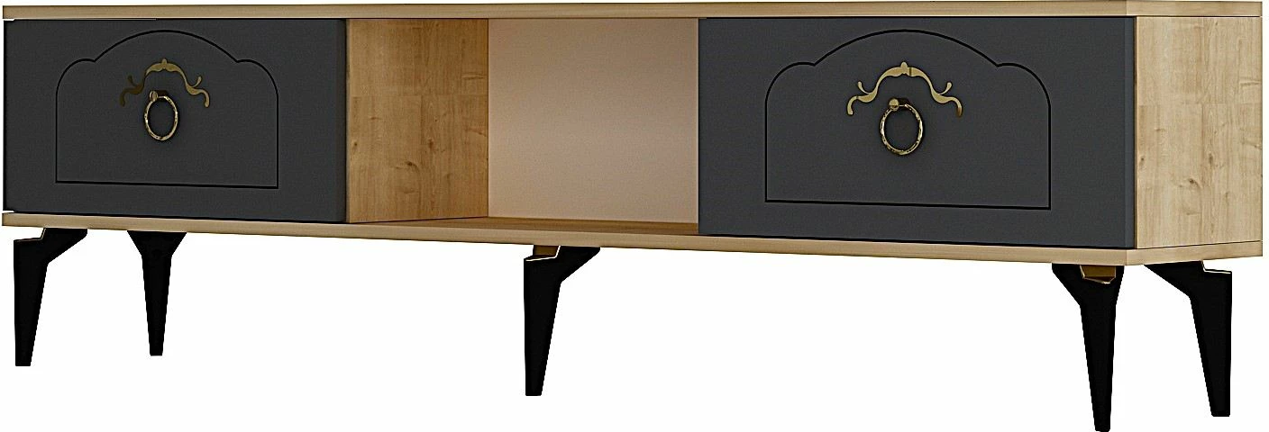 Komodë TV Skye Decor, ngjyrë lis safir dhe antracit