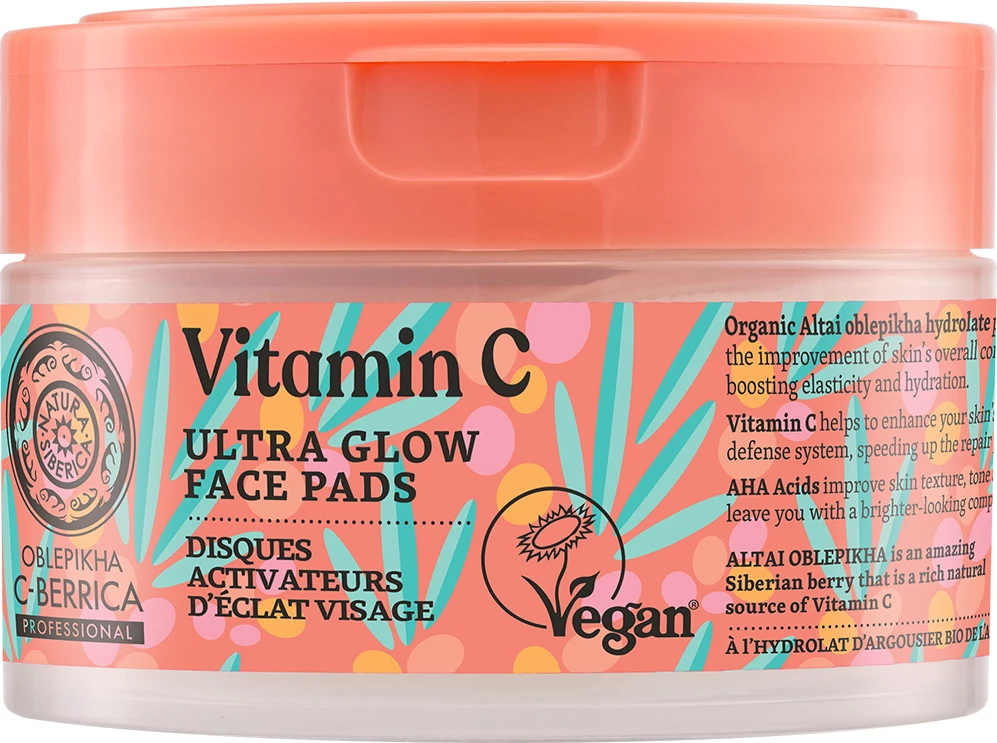 Pllaka për fytyrë për femra Natura Siberica Oblepikha C-Berrica Brightening, 20 copë