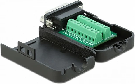 Adapter DeLOCK D-Sub 15-pin (DB15) në Terminal Block 16-pin, me kasë, i zi