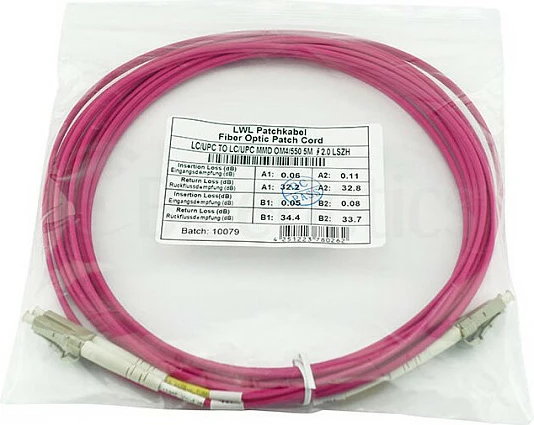 Kabllo patch fiber optike BlueOptics LC-LC OM4, 5 m, magenta