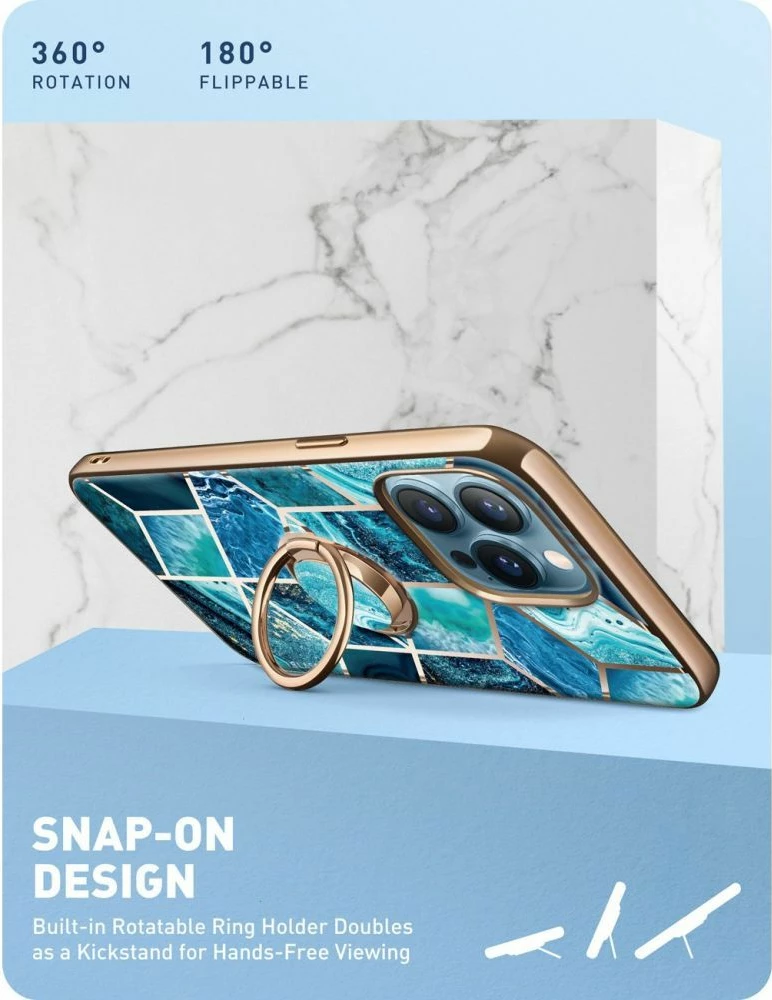 Mbështjellës Supcase Cosmo Snap për iPhone 13 Pro, me unazë, Kaltër