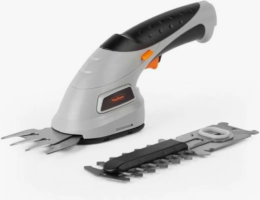 Trimmer pa kabllo 2-në-1 VONHAUS 2500259, 3.6V Li-ion, teh 10 cm + gërshërë bari 7 cm, adaptor UK/EU, gri/zi/portokalli