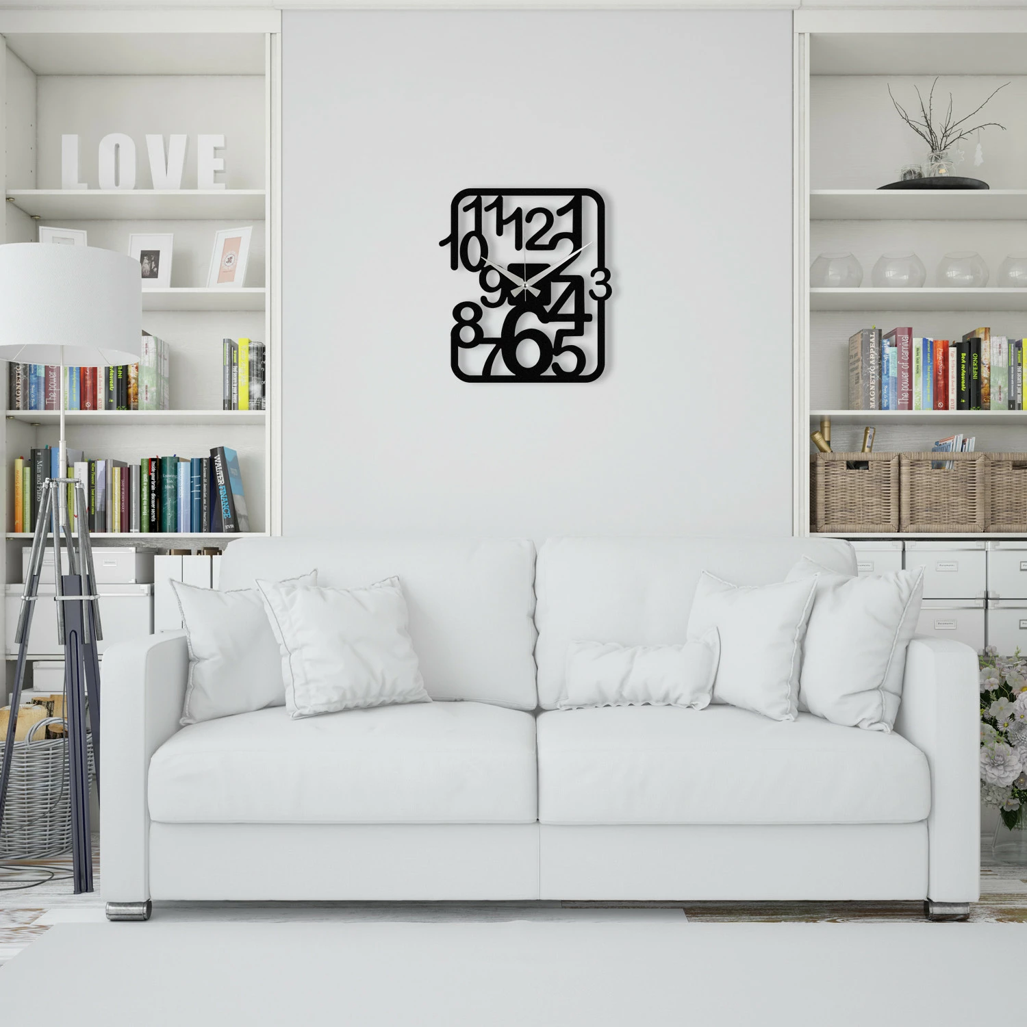 Orë muri dekorative prej metali, Wallity Enzoclock - S021, e zezë, 48x43cm