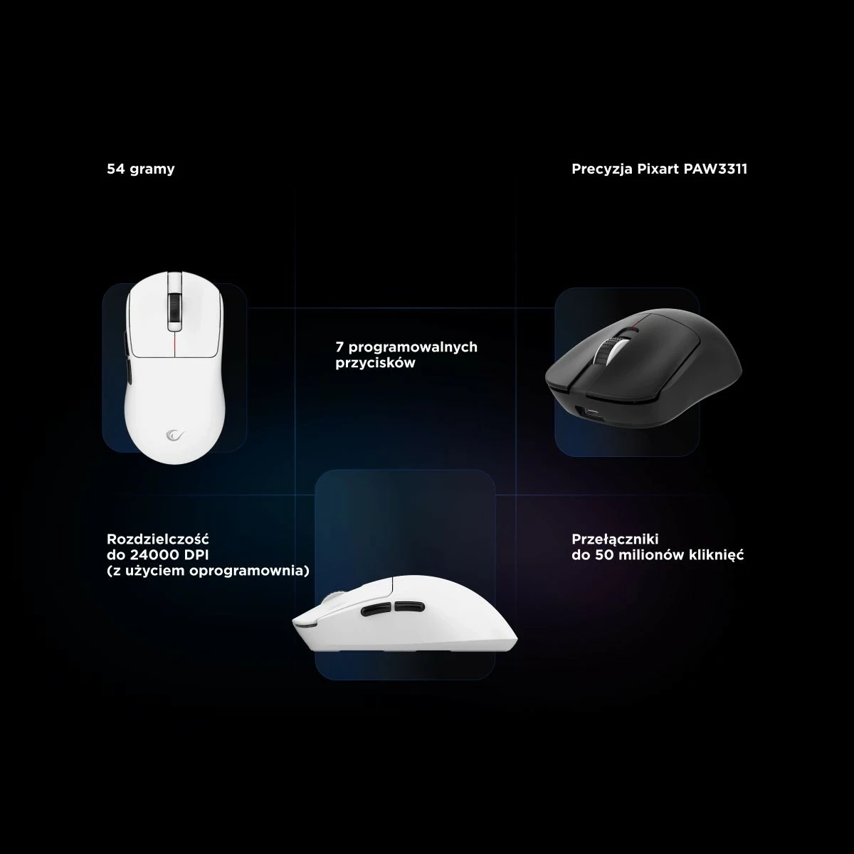 Maus Rampage Clax PAW3311, 24000 DPI, 1k Hz, Bluetooth 5.1, i bardhë