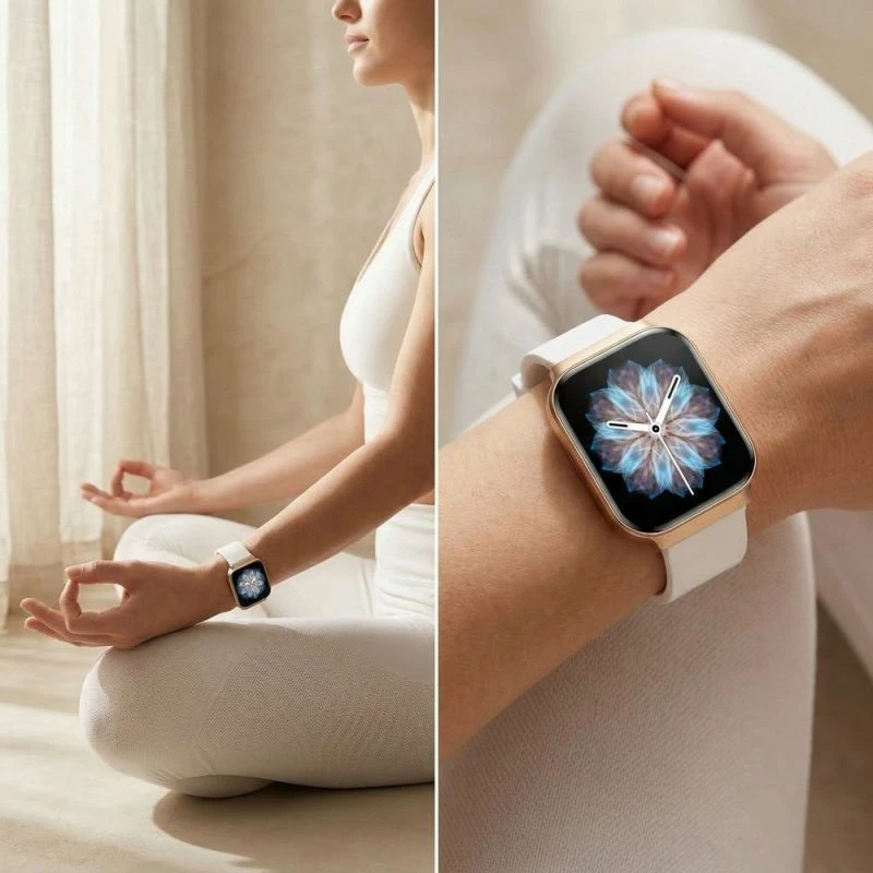 Smartwatch për femra Gravity GT44-1, rrip i bardhë + byzylyk rozë gold
