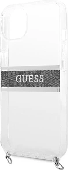 Mbështjellës Guess GUHCP13SKC4GBSI për iPhone 13 mini 5.4", transparent, me rrip dhe zinxhir argjendi