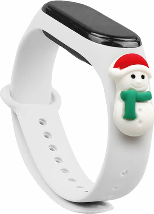 Rrip silikoni festiv për Xiaomi Mi Band 3/4 Hurtel, i bardhë, motiv borebardhë