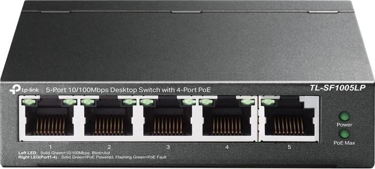 Switch TP-Link SF1005LP, 5 Porta LAN 10/100, me PoE