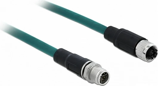 Kabllo rrjeti DeLOCK M12 X-koduar 8-pin, mashkull-në-femër, 1 m, PUR (TPU), e gjelbër