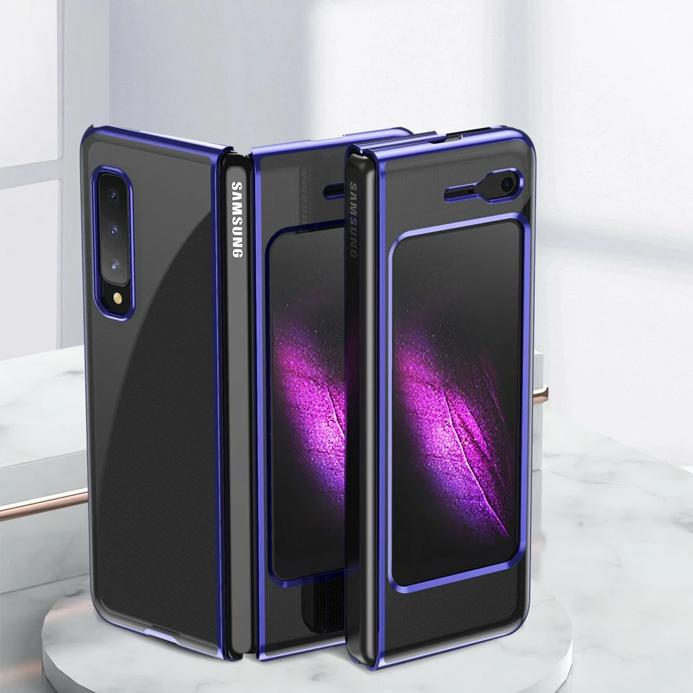 Mbështjellës Hurtel për Samsung Galaxy Fold, hard case, ultraihollë, kornizë elektroplating, Blu