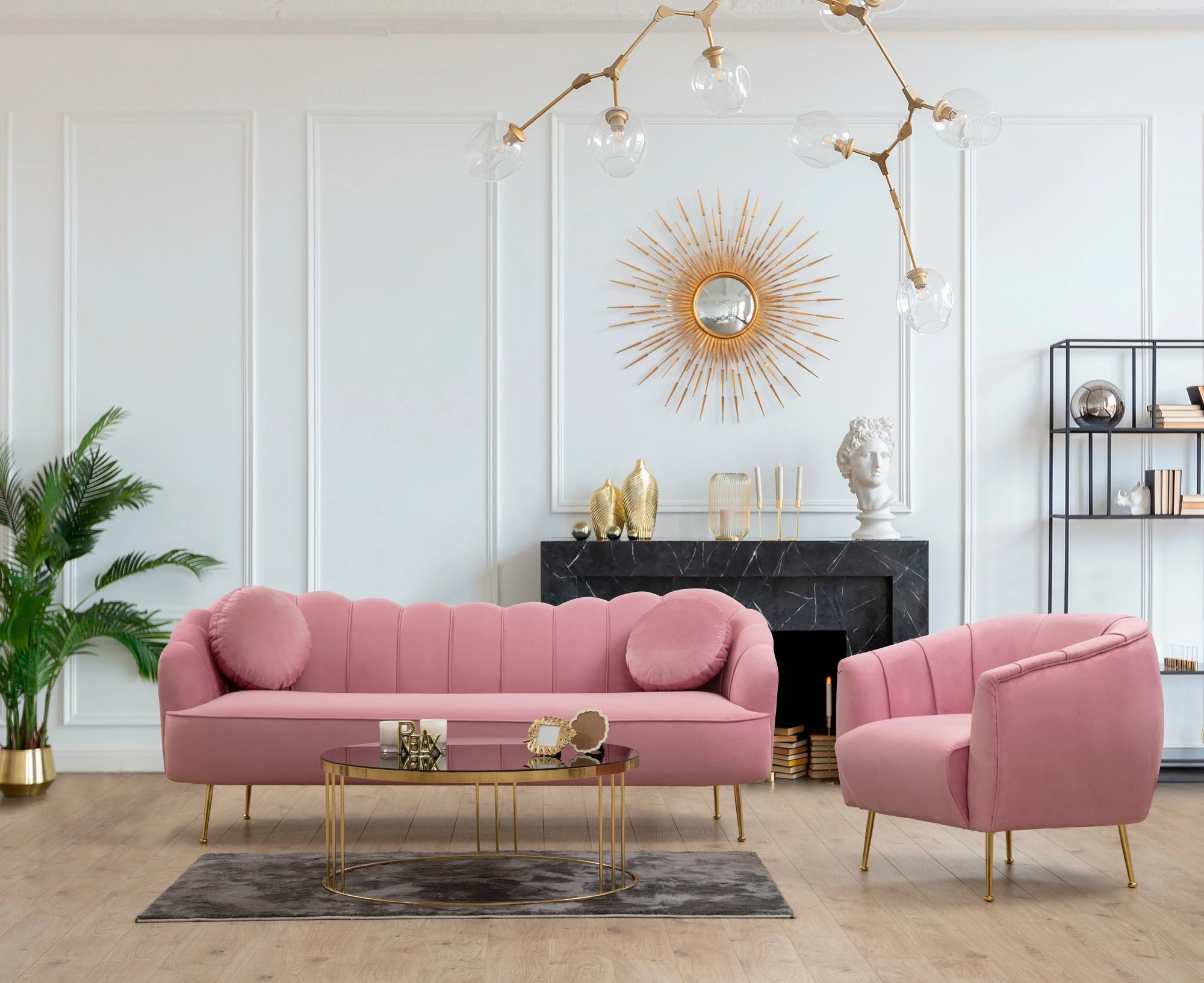 Karrige krahu Atelier del Sofa, ngjyrë trëndafili e zbehtë