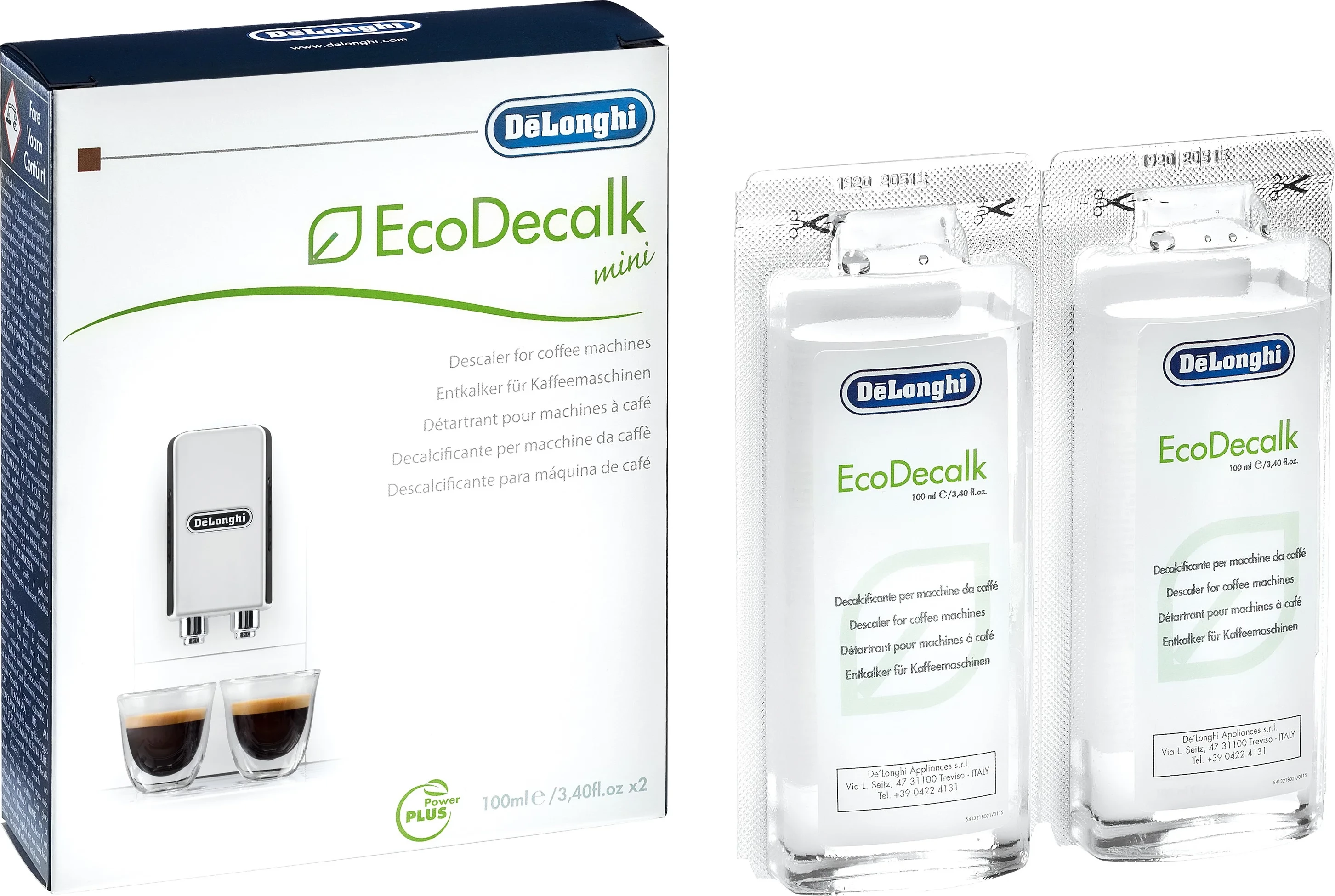 Shkalkifikues për makina kafeje, DeLonghi EcoDecalk Mini, 2x100 ml