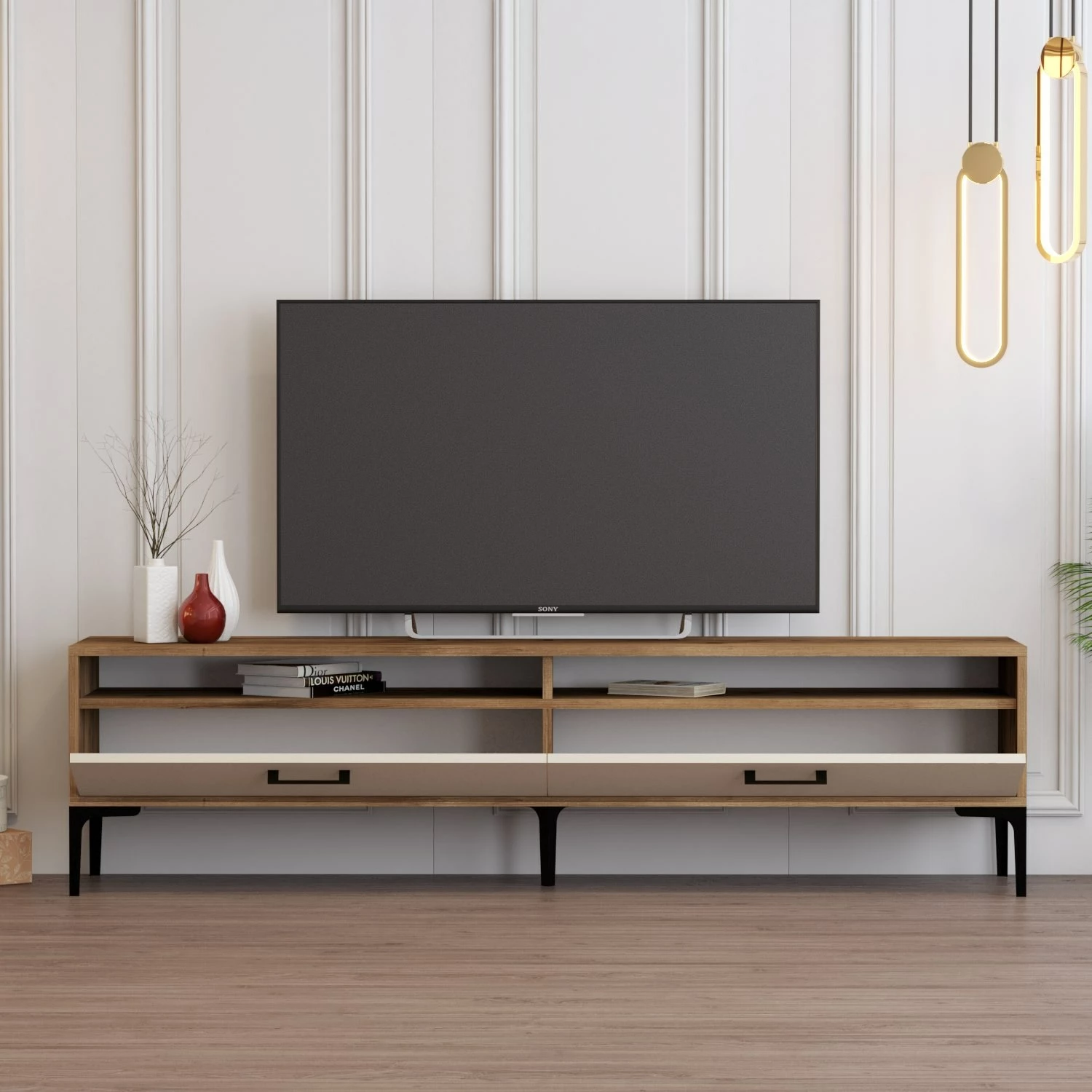 Komodë TV Hanah Home, Istanbul 2, ngjyrë arre-krem