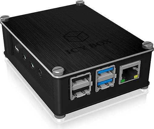 Kasë ICY BOX IB-RP110 për Raspberry Pi 4 Model B, alumin/plastik, e zezë
