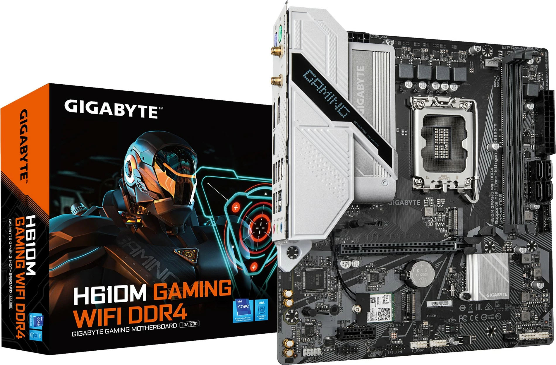 Pllakë amë Gigabyte GA-H610M GAMING WF DDR4, Socket 1700, WiFi, DDR4, e zezë/bardhë