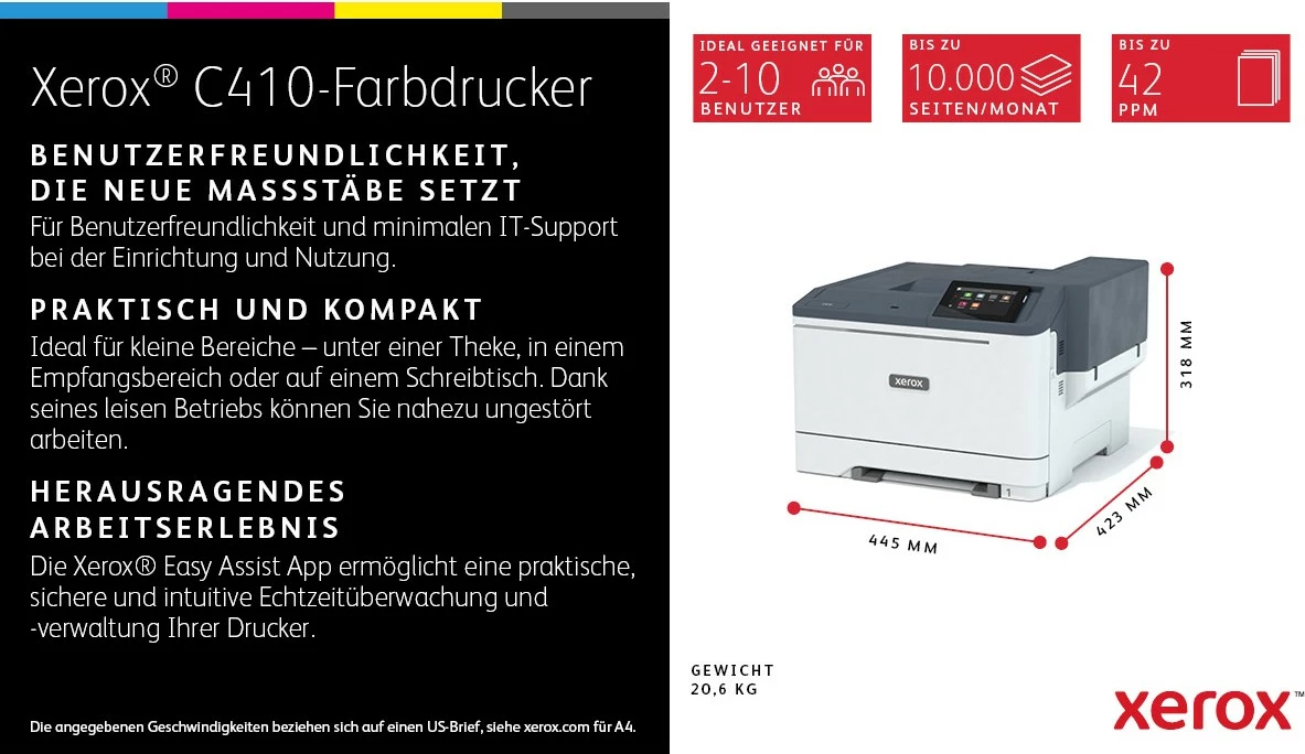 Printer Xerox C410, Laser, 40ppm, Duplex, Colour