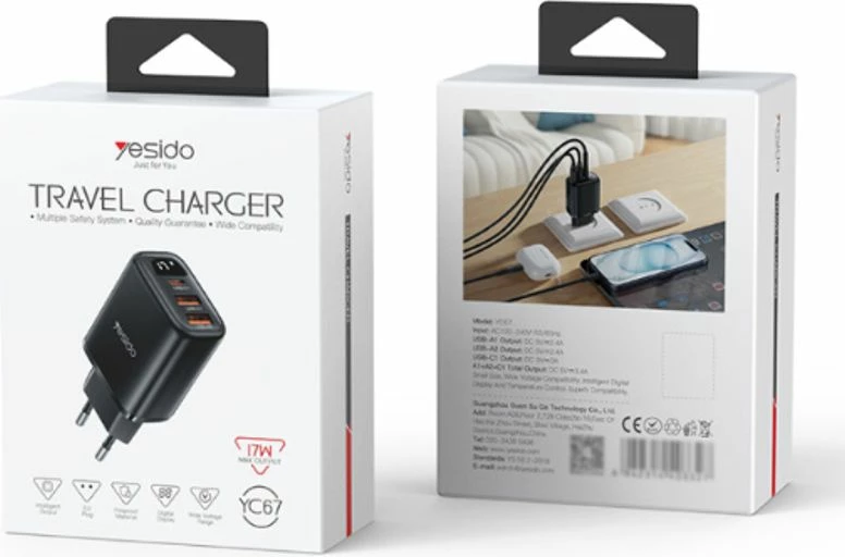 Mbushes Telefoni 230v Usb X2 Type-c X1 Display 17w