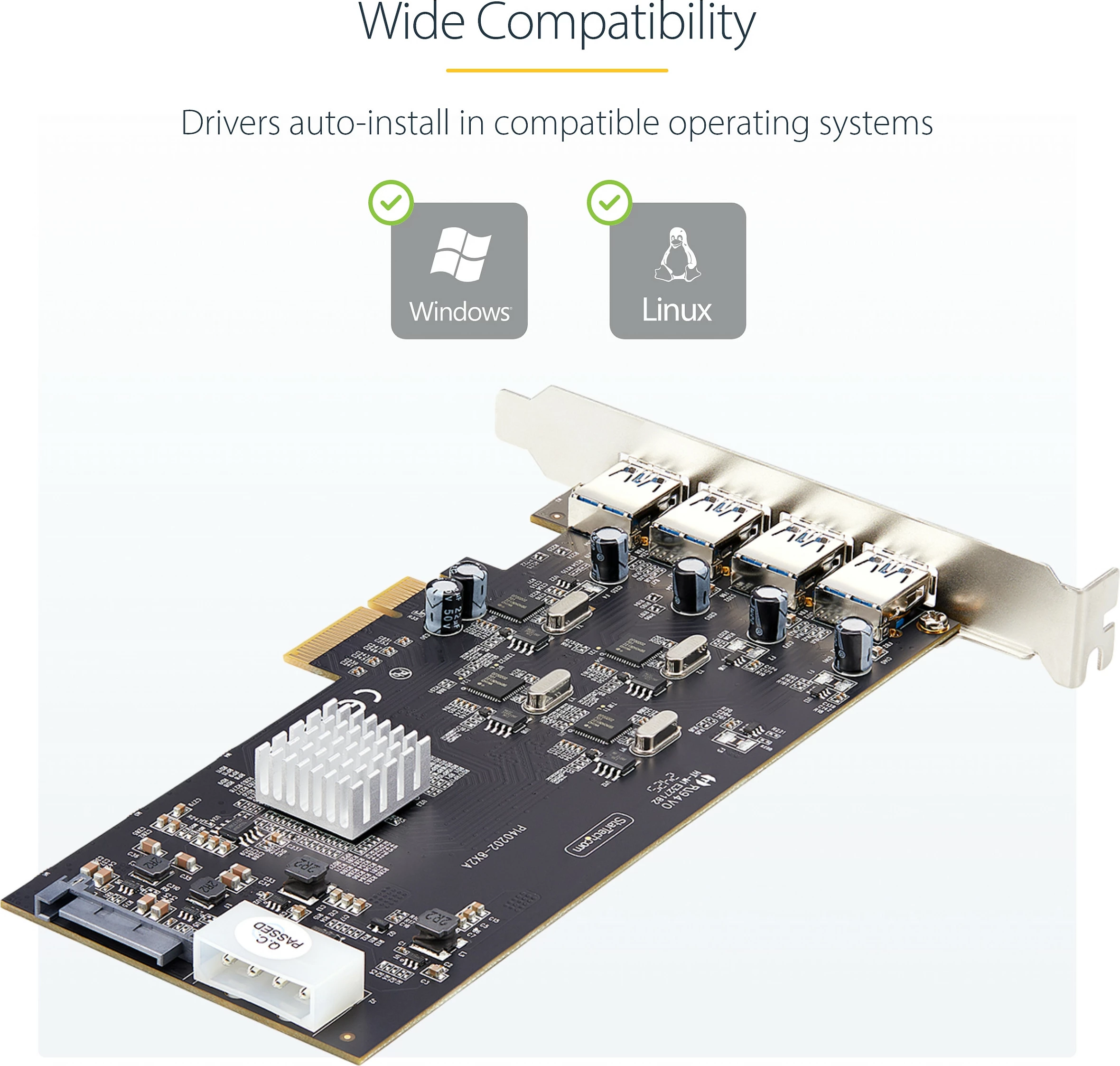 Kartë zgjerimi USB PCIe StarTech 4-Port, USB 3.2 Gen 1 5Gbps, 4x USB-A, PCIe 2.0 x4, e zezë