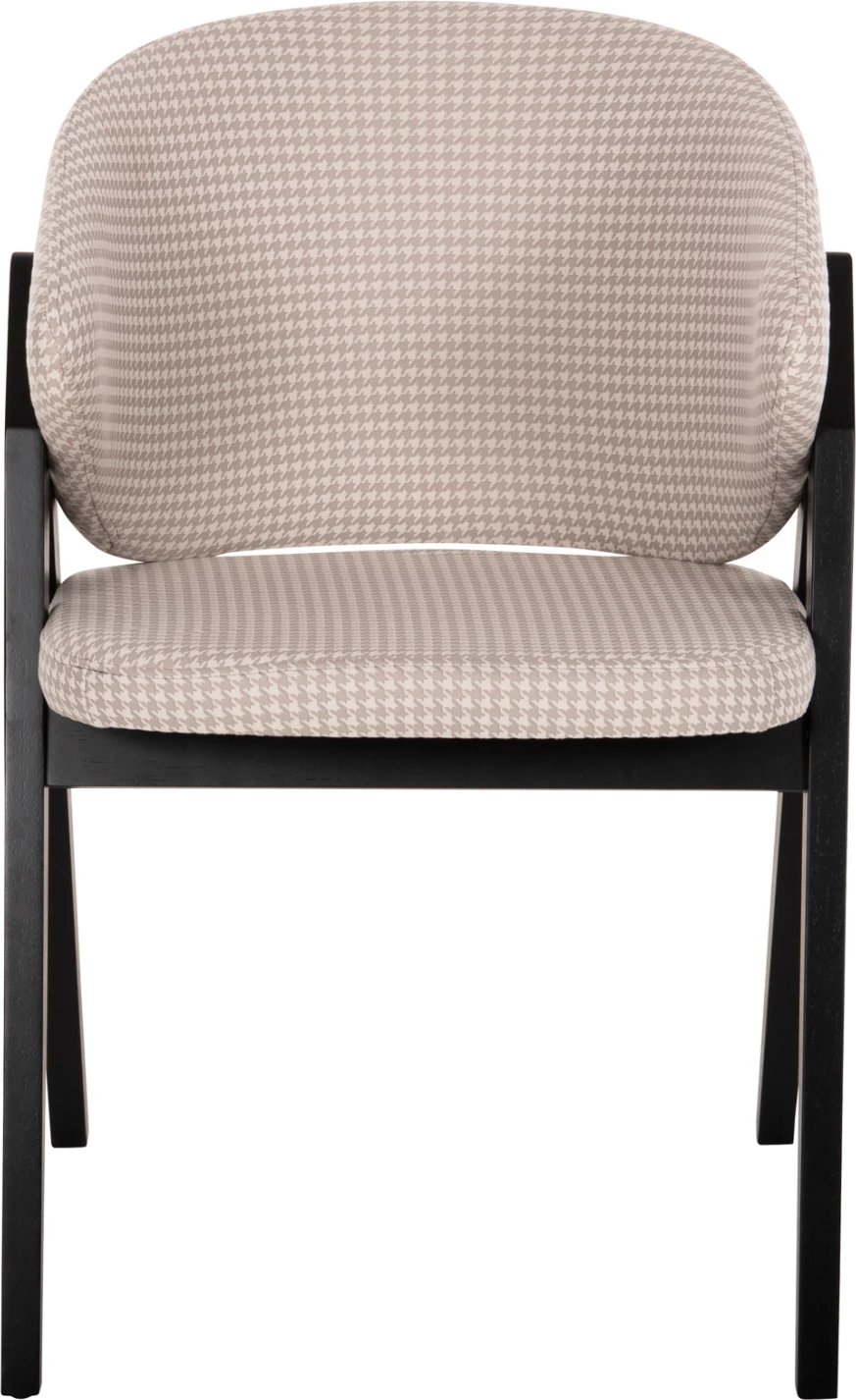 Karrige për ngrënie HANA FH9746.01 dru gome në të zezë-me pëlhurë në të bezhë 55x60x84H cm., set prej 2 copë