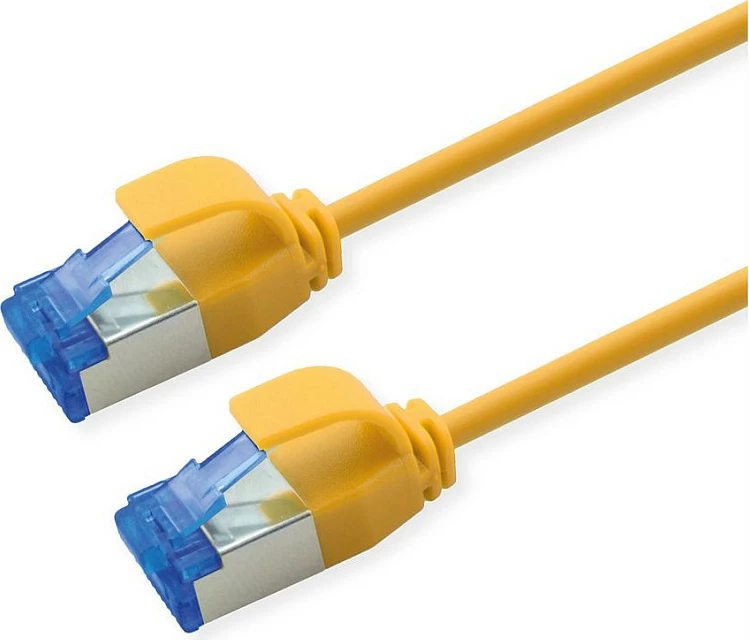 Kabllo rrjeti ROLINE Cat6a S/FTP, RJ45-RJ45, 1.5m, PoE, Slim, e verdhë