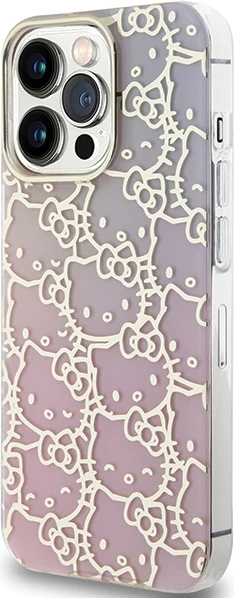 Mbështjellës Hello Kitty IML Gradient Electrop Crowded Kitty Head për iPhone 13 Pro Max, Rozë