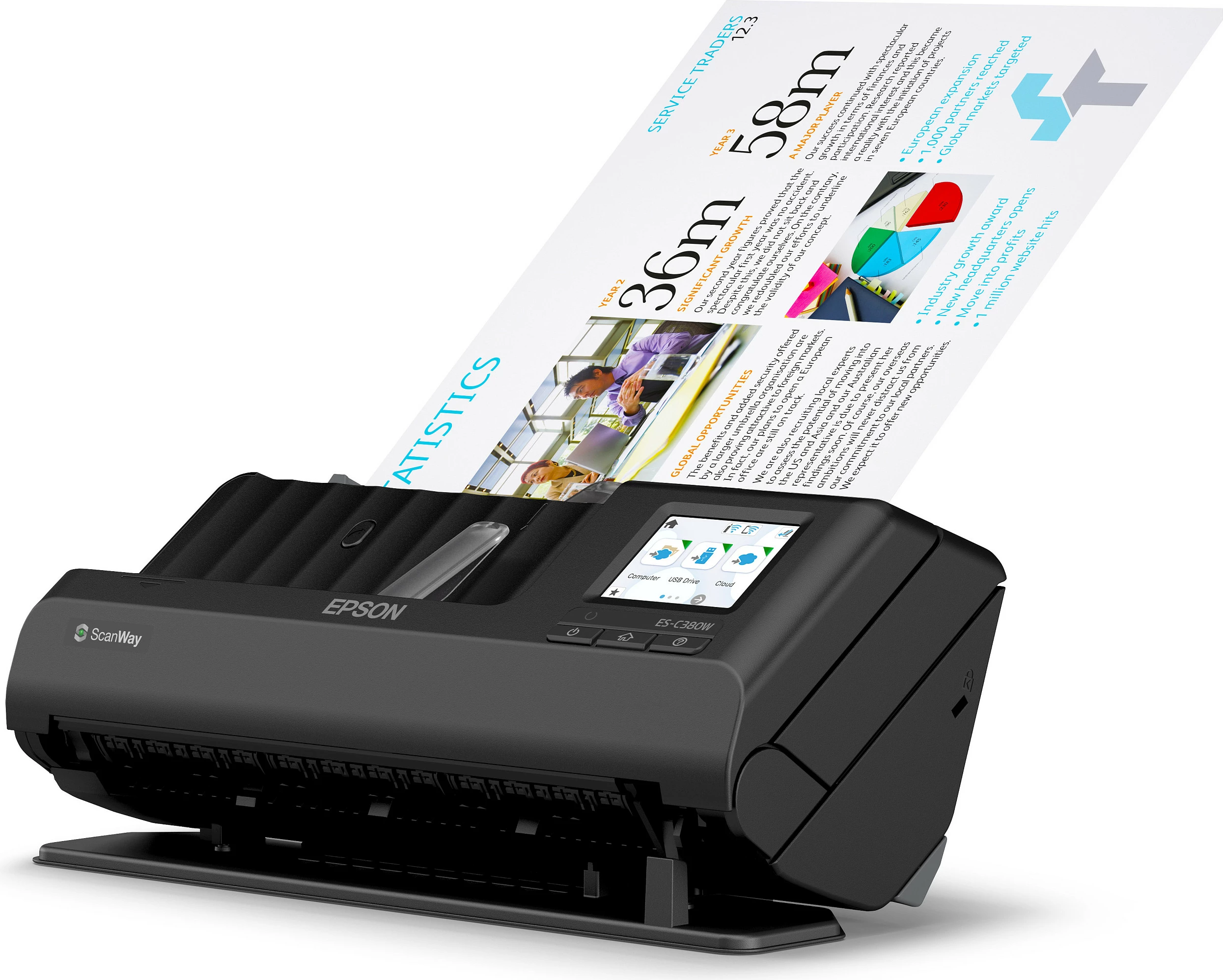 Skaner Epson WorkForce ES-C380W, A4, duplex, Wi‑Fi, i zi